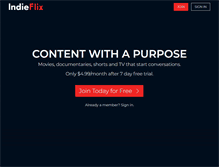 Tablet Screenshot of indieflix.com